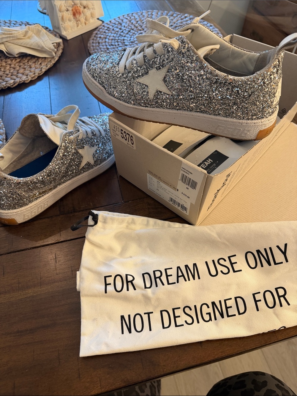 Golden Goose Kids Glitter Star Sneakers - Silver